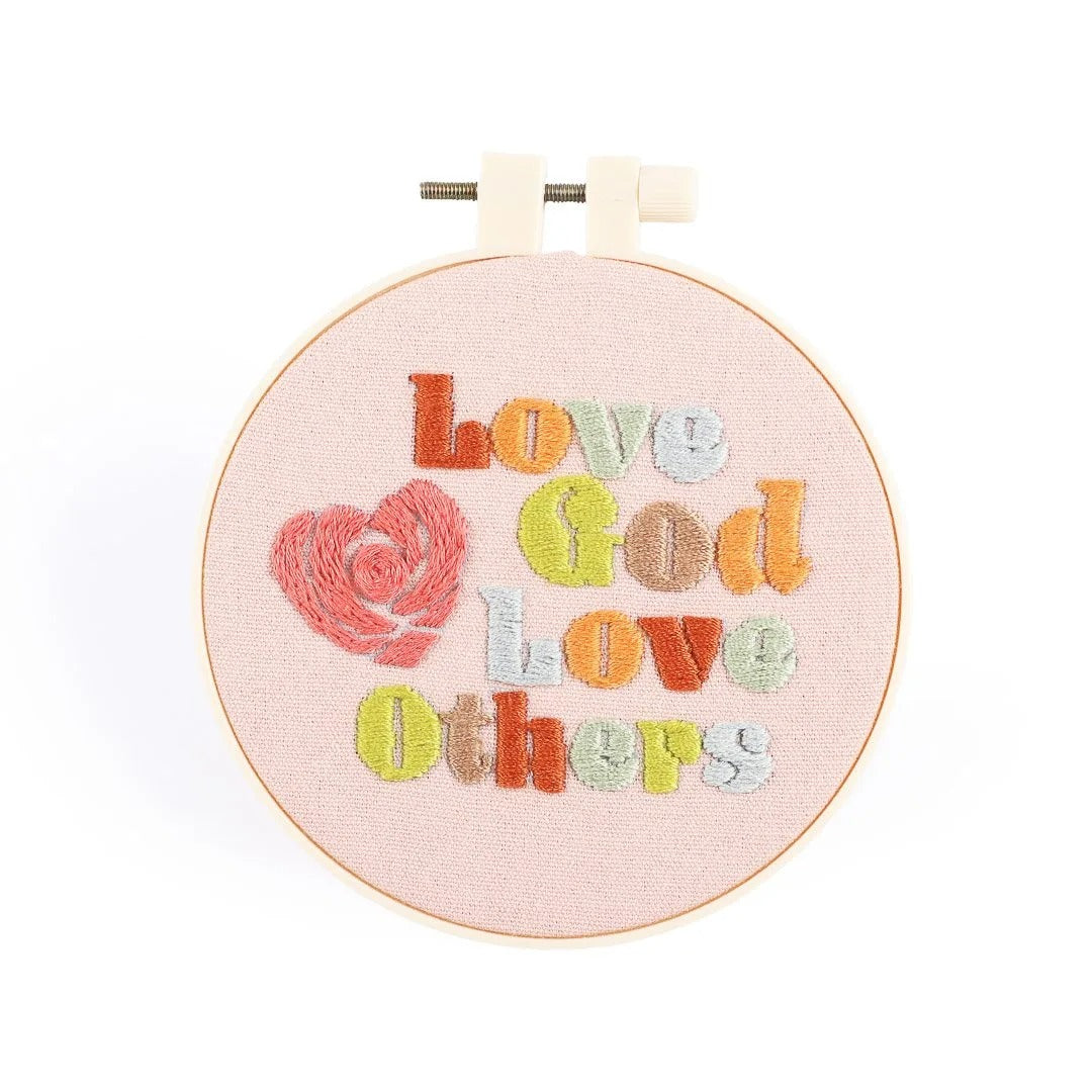 Small Embroidery Kit - Love God Love Others - The Christian Gift Company