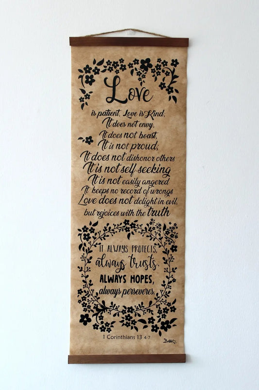 Wall Hanging Scroll - 1 Corinthians 13 - The Christian Gift Company