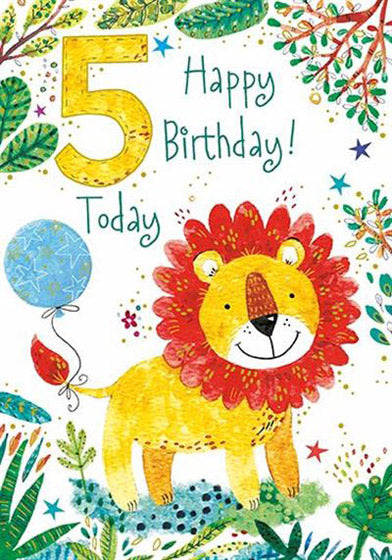 Age 5 Card - Lion - The Christian Gift Company