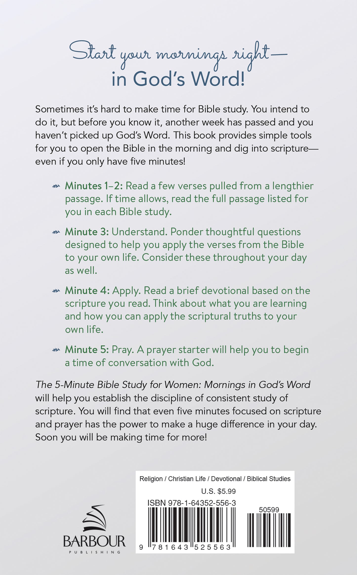 The 5-Minute Bible Study for Women: Mornings in God's Word - The Christian Gift Company
