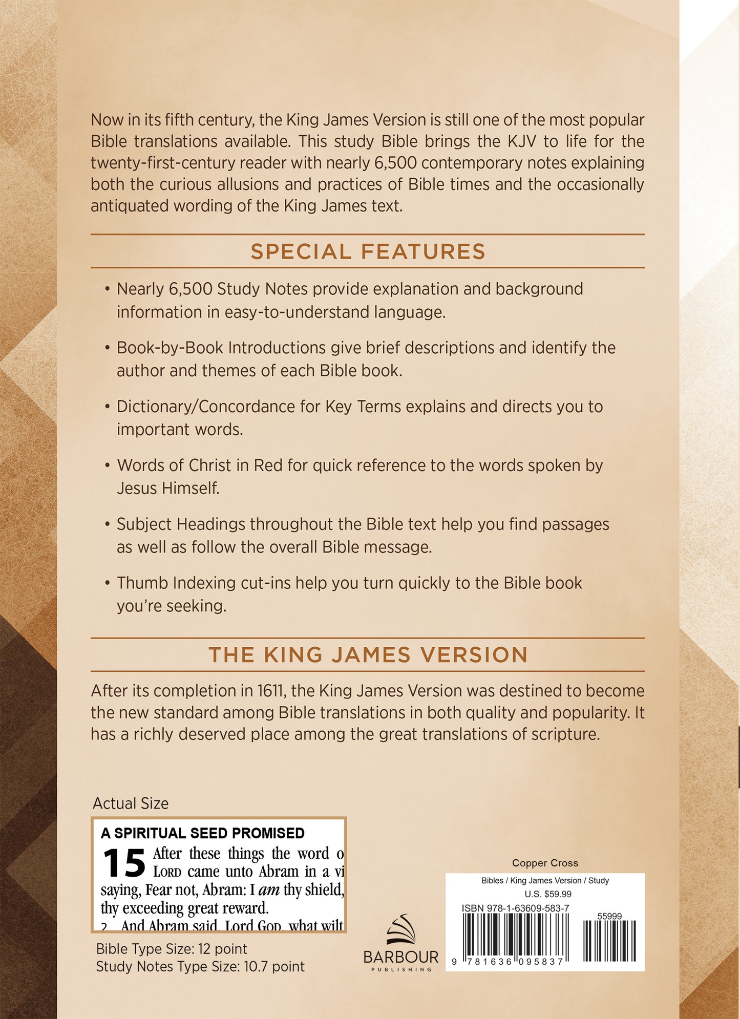 The KJV Study Bible, Large Print (Indexed) [Copper Cross] - The Christian Gift Company