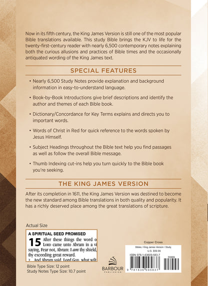 The KJV Study Bible, Large Print (Indexed) [Copper Cross] - The Christian Gift Company