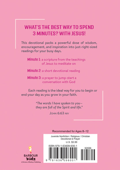 3 Minutes with Jesus: 180 Devotions for Girls - The Christian Gift Company