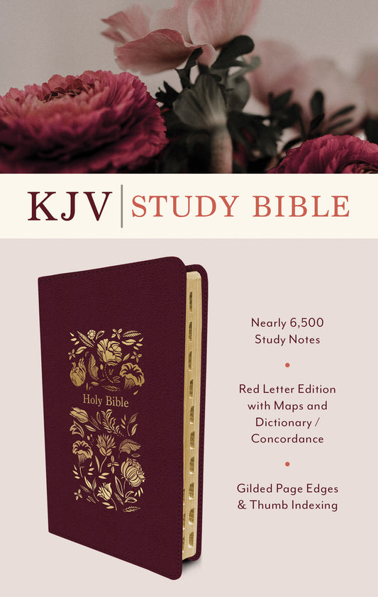 The KJV Study Bible, Indexed [Crimson Bouquet] - The Christian Gift Company