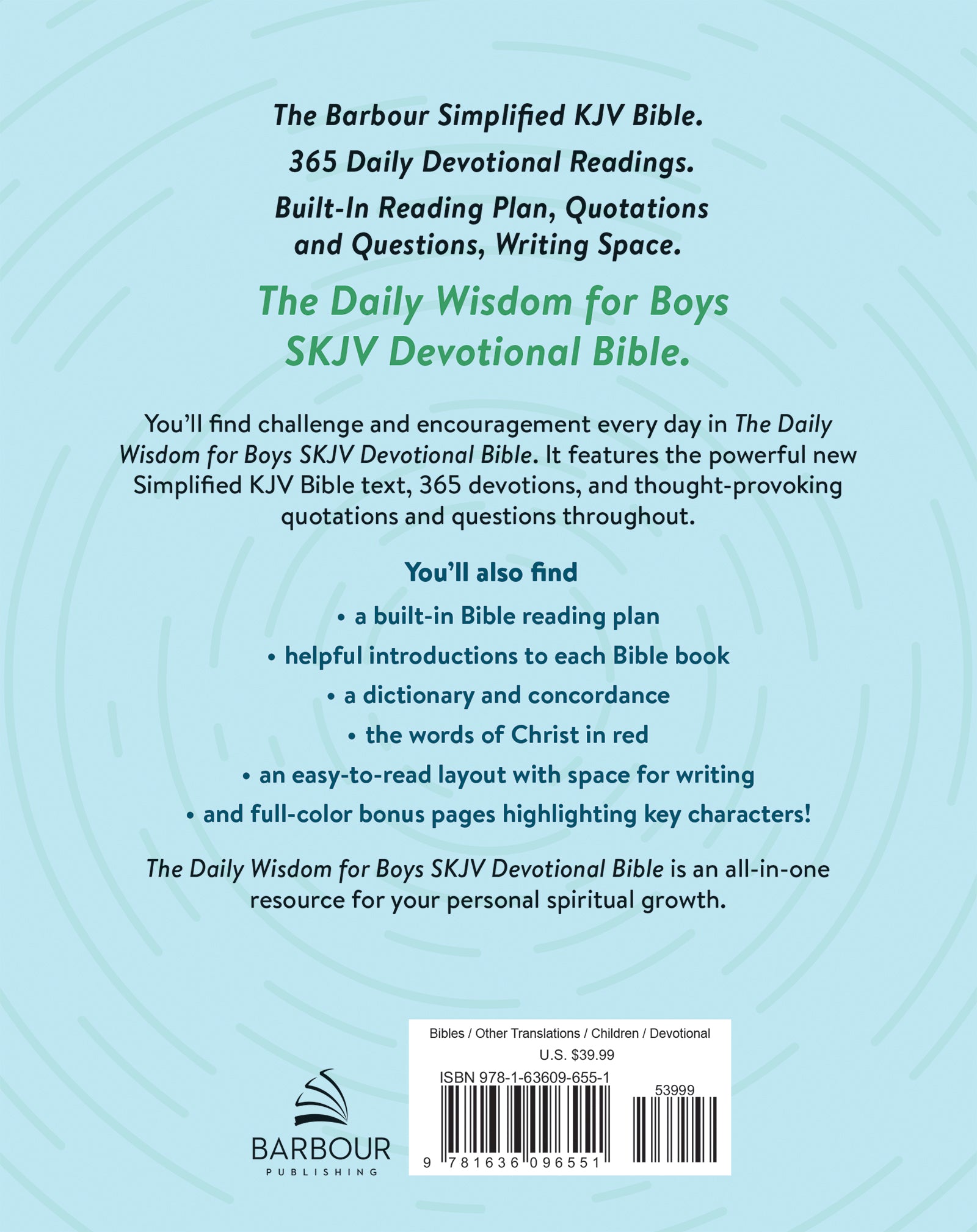 The Daily Wisdom for Boys SKJV Devotional Bible - The Christian Gift Company