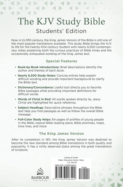 The KJV Study Bible, Students' Edition [Cypress & Smoke] - The Christian Gift Company