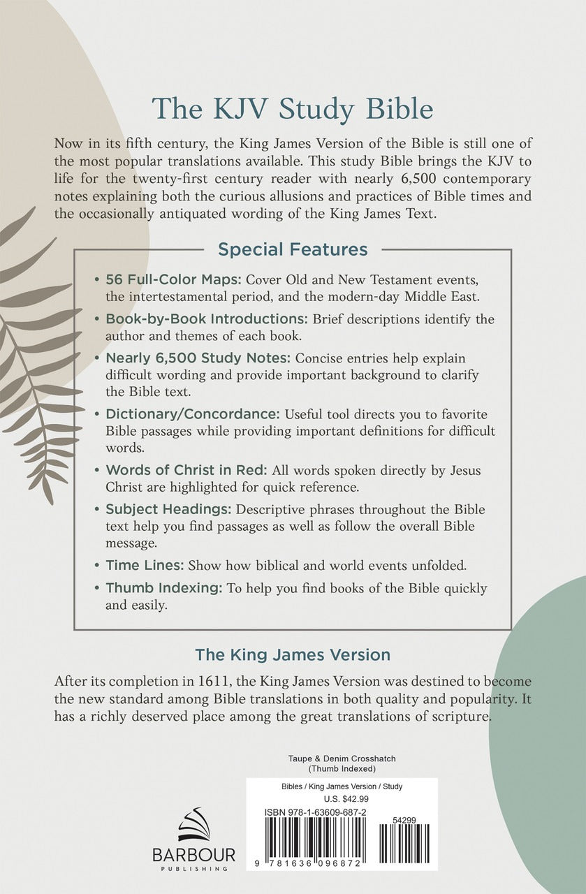 The KJV Study Bible: Atlas Edition, Thumb Indexed [Taupe & Denim Crosshatch] - The Christian Gift Company