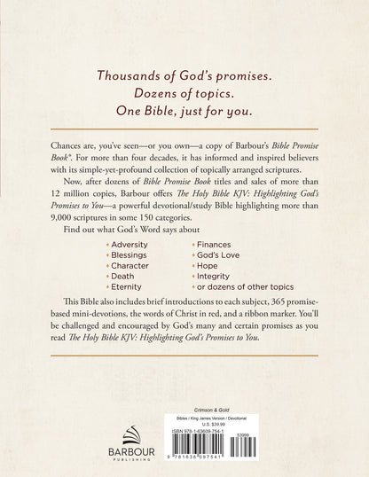 The Holy Bible KJV: Highlighting God's Promises to You [Crimson & Gold] - The Christian Gift Company