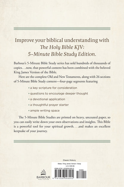 The Holy Bible KJV: 5-Minute Bible Study Edition [Classic Hickory] - The Christian Gift Company