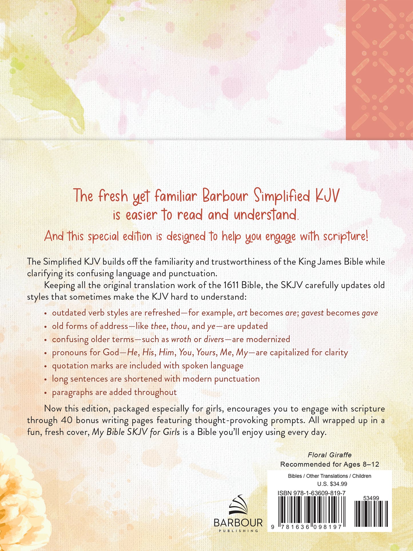 My Bible SKJV for Girls [Floral Giraffe] - The Christian Gift Company