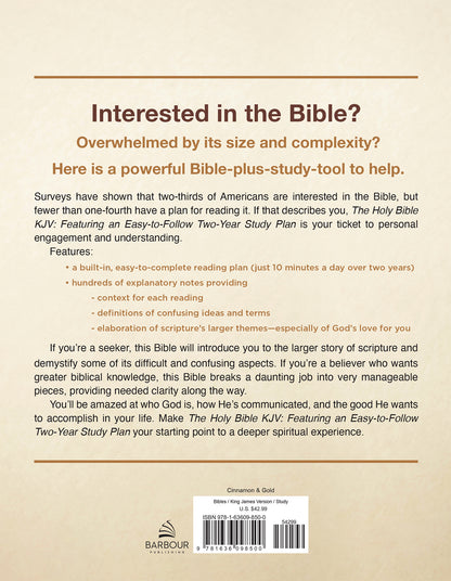 The Holy Bible KJV: Featuring an Easy-to-Follow Two-Year Study Plan [Cinnamon & Gold]