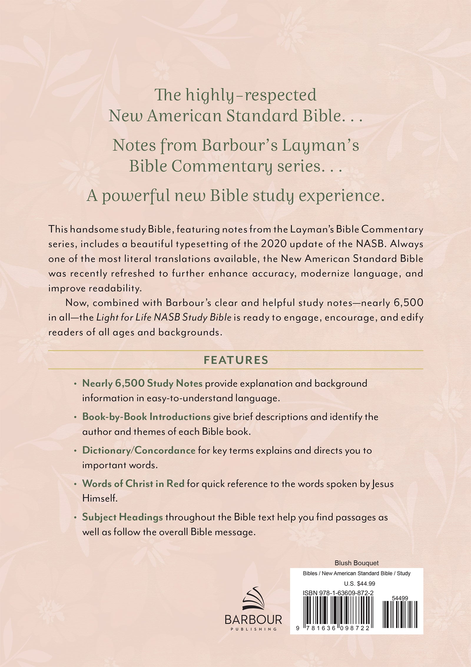 Light for Life NASB Study Bible (Blush Bouquet) - The Christian Gift Company