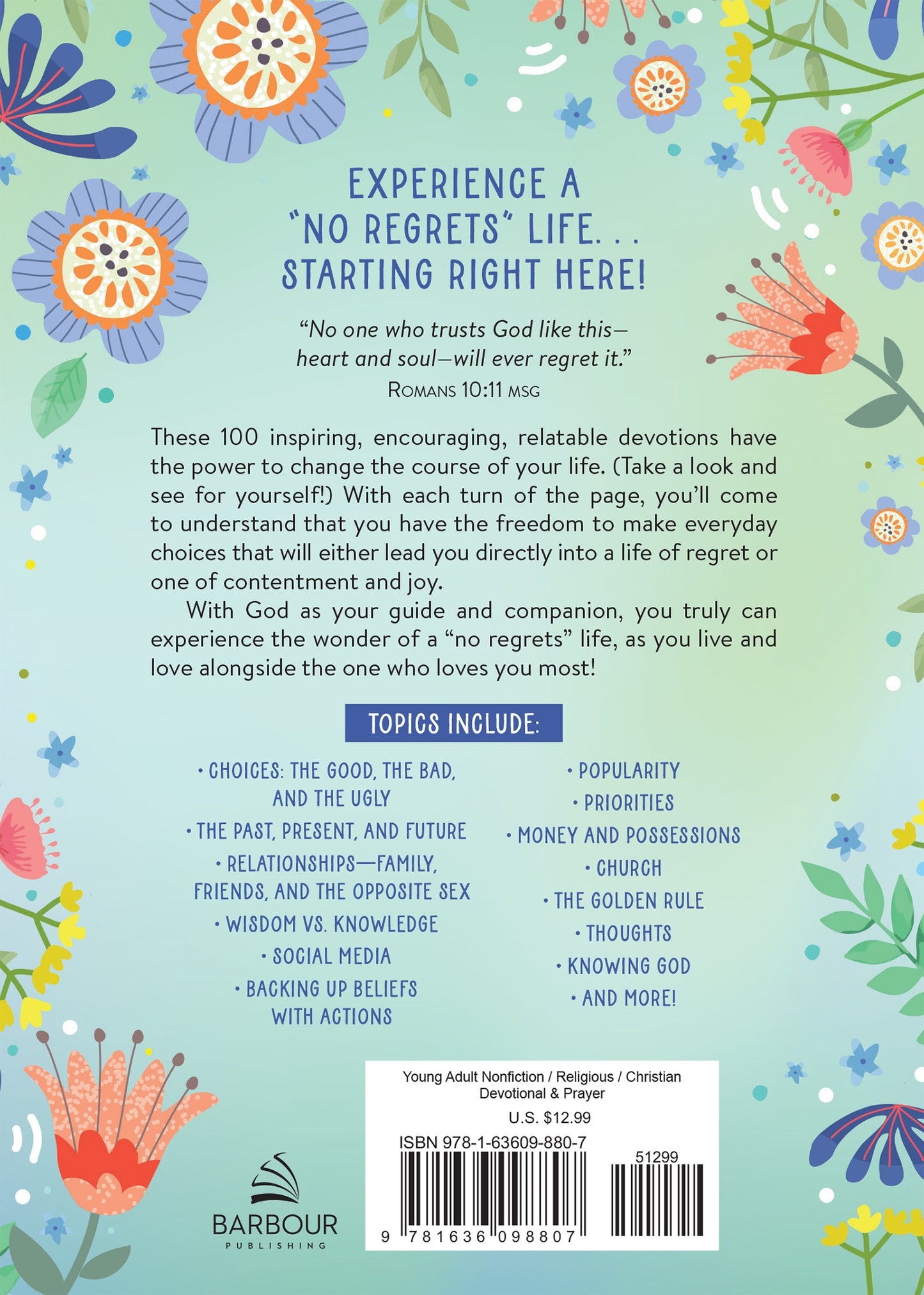 Devotions and Prayers for a "No Regrets" Life (teen girls) - The Christian Gift Company