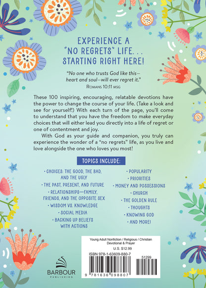 Devotions and Prayers for a "No Regrets" Life (teen girls) - The Christian Gift Company