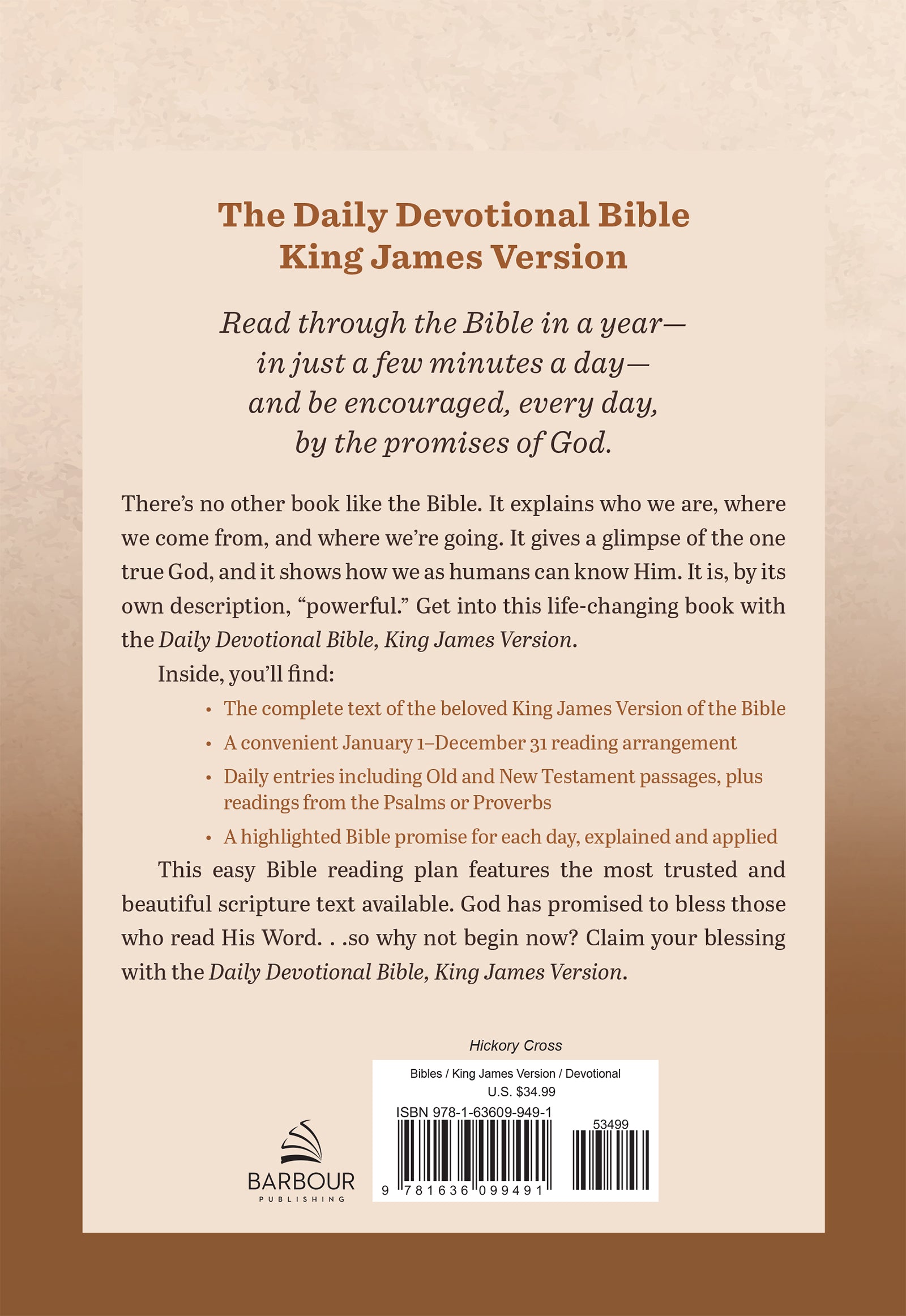 Daily Devotional Bible King James Version [Hickory Cross] - The Christian Gift Company
