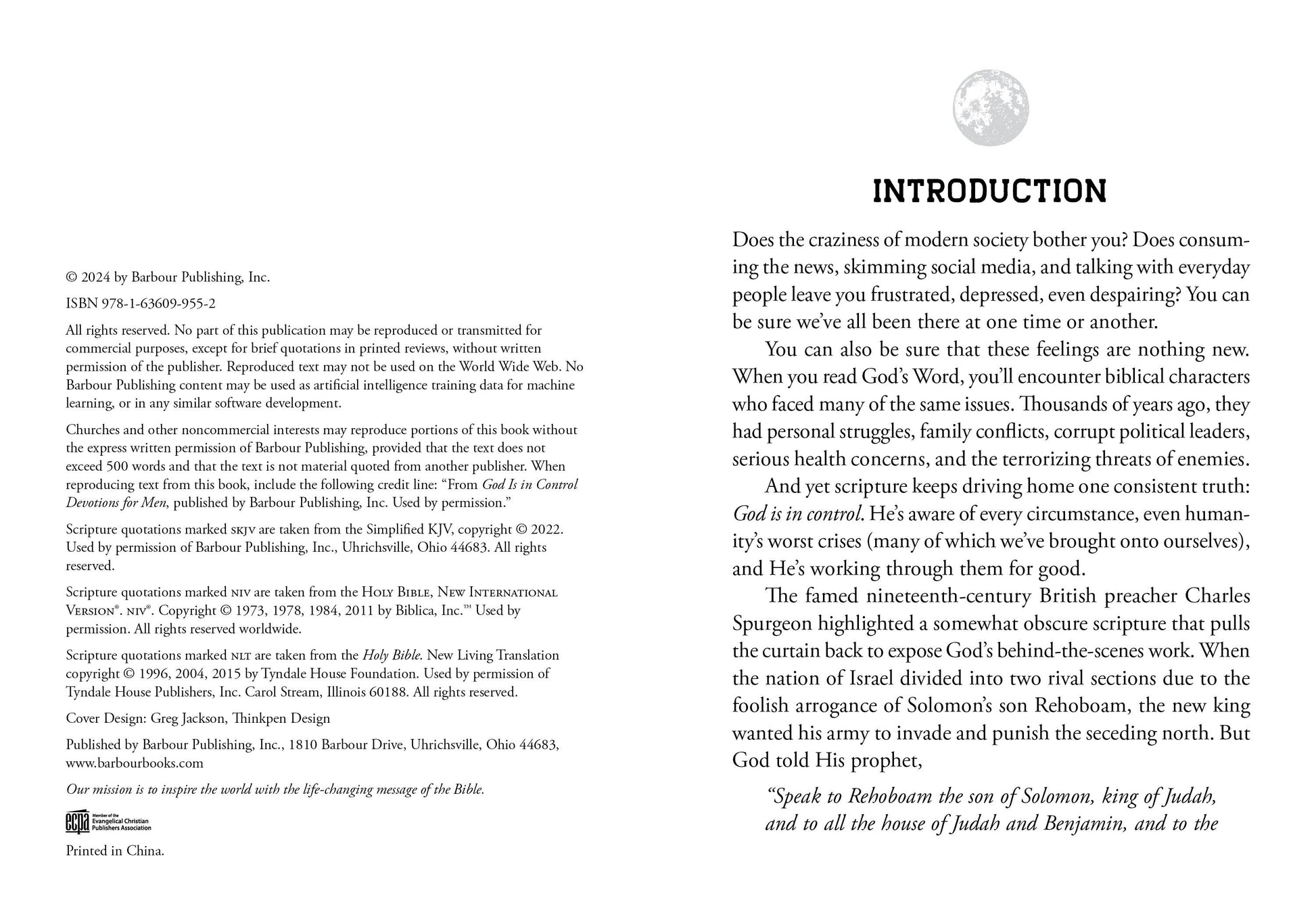 God Is in Control Devotions for Men - The Christian Gift Company