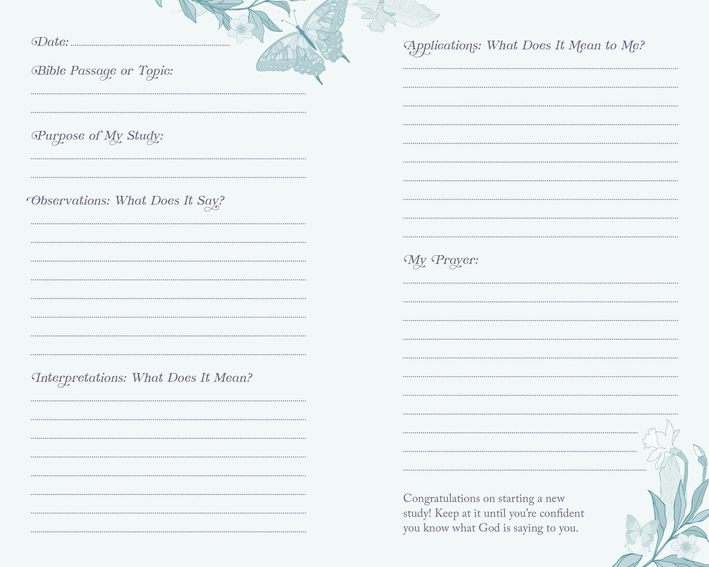 My Bible Study Tracker [Lilac Butterflies] - The Christian Gift Company