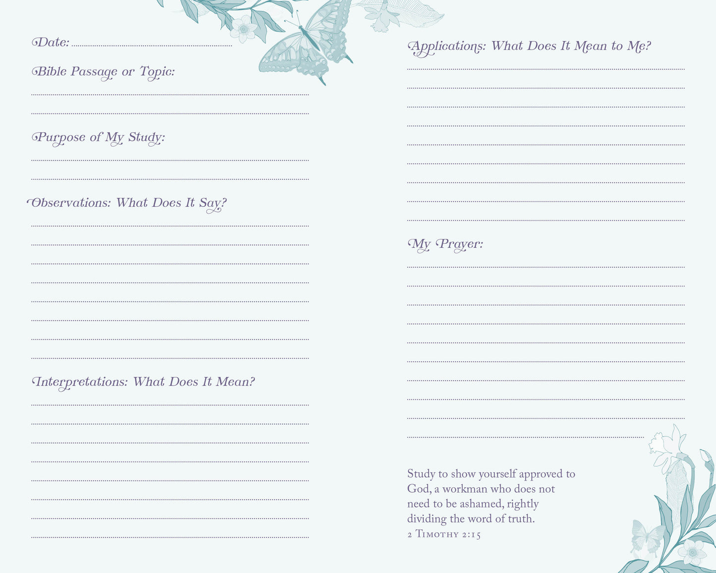 My Bible Study Tracker [Lilac Butterflies] - The Christian Gift Company