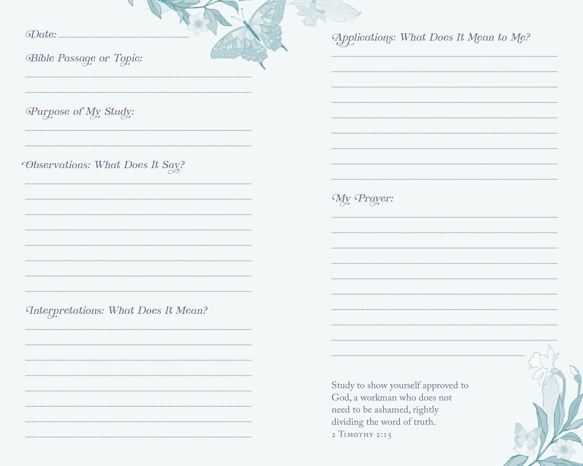 My Bible Study Tracker [Lilac Butterflies] - The Christian Gift Company