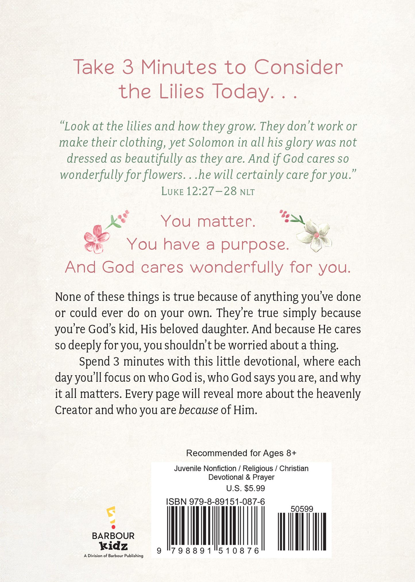 Consider the Lilies: 3-Minute Devotions for Girls - The Christian Gift Company