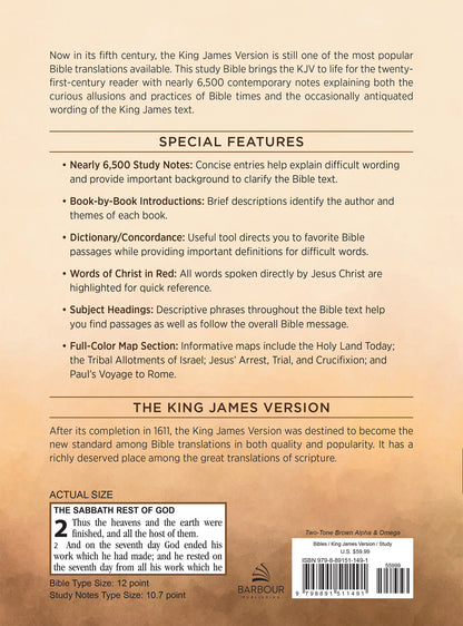 The KJV Study Bible, Large Print (Indexed) [Two-Tone Brown Alpha & Omega] - The Christian Gift Company