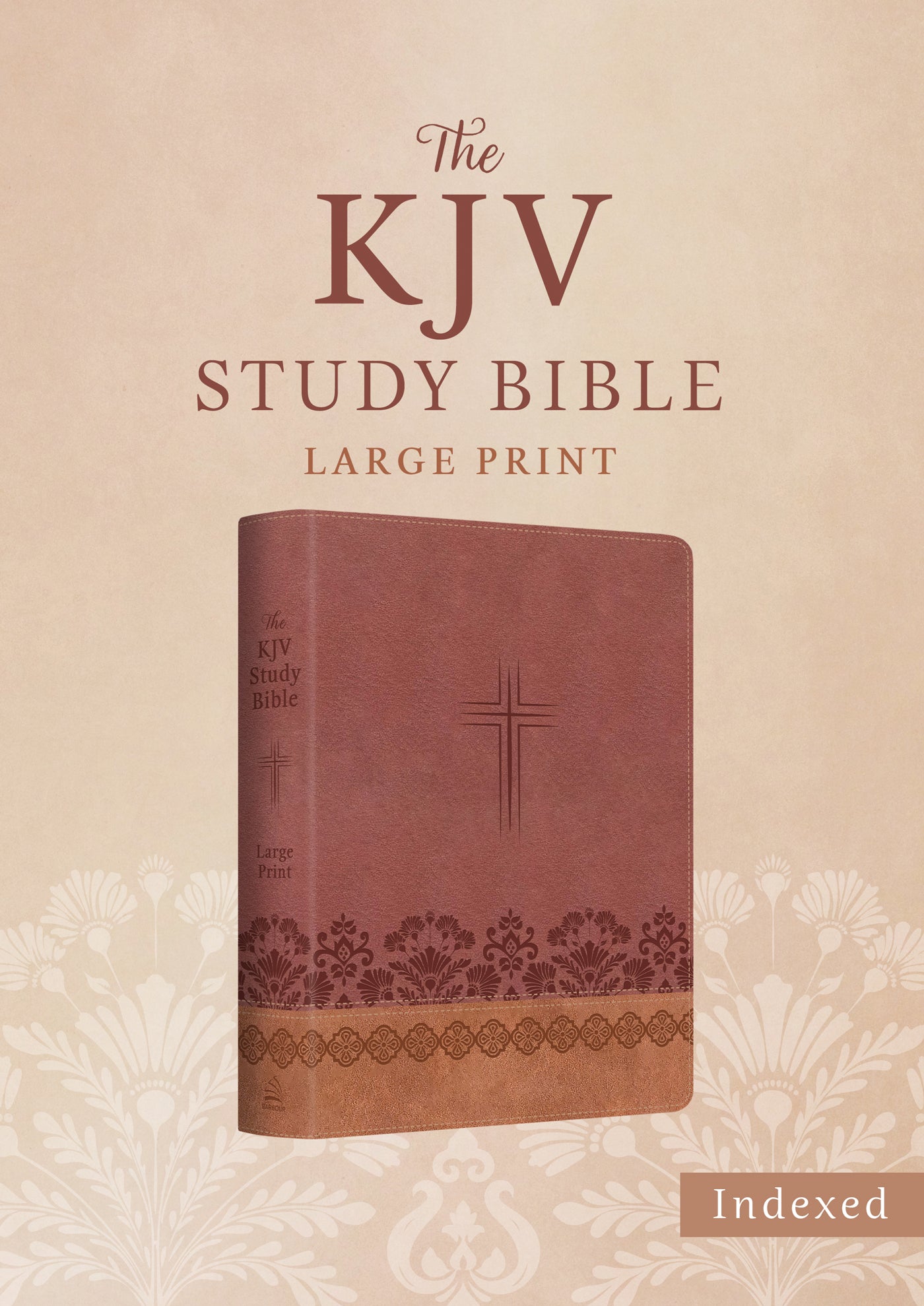 The KJV Study Bible, Large Print (Indexed) [Rose & Chestnut Cross] - The Christian Gift Company