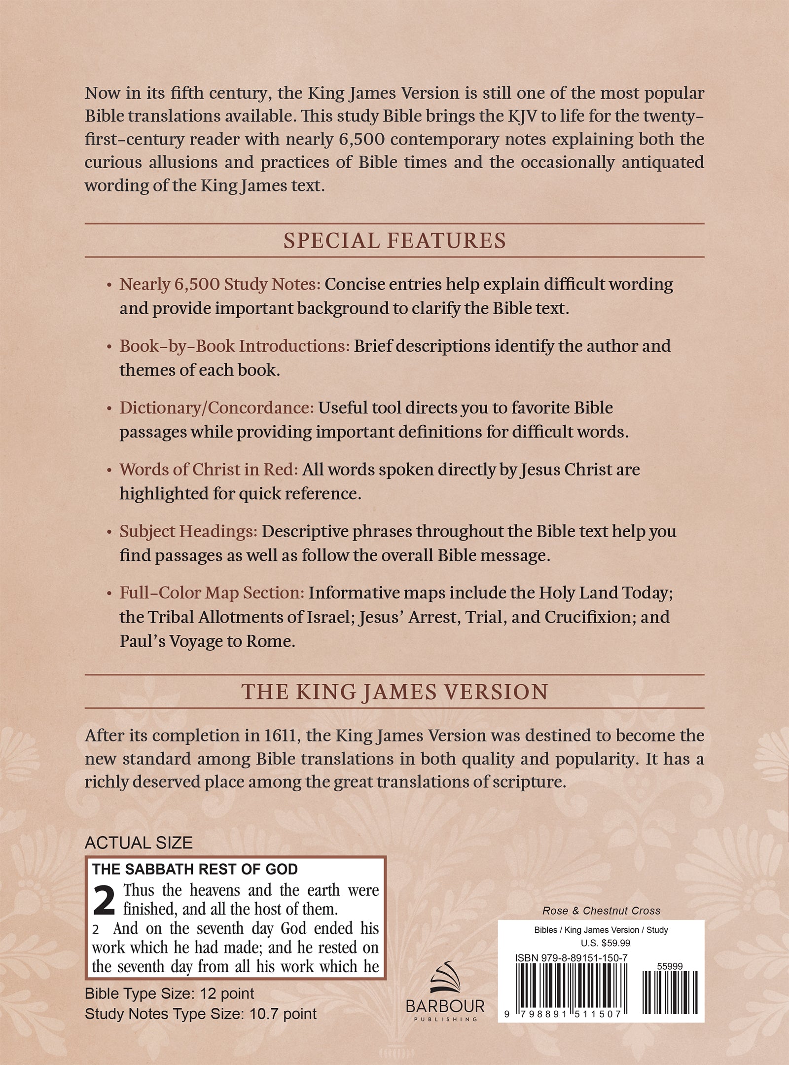 The KJV Study Bible, Large Print (Indexed) [Rose & Chestnut Cross] - The Christian Gift Company