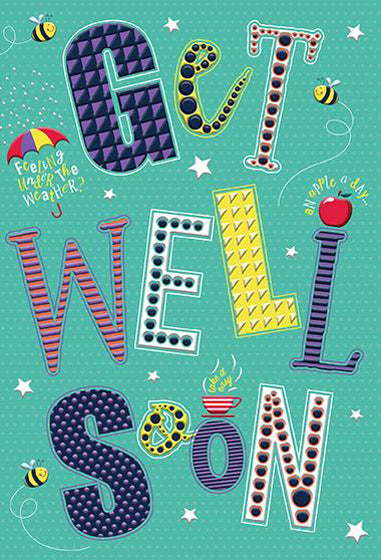 Get Well Soon Card - Embossed Text - The Christian Gift Company