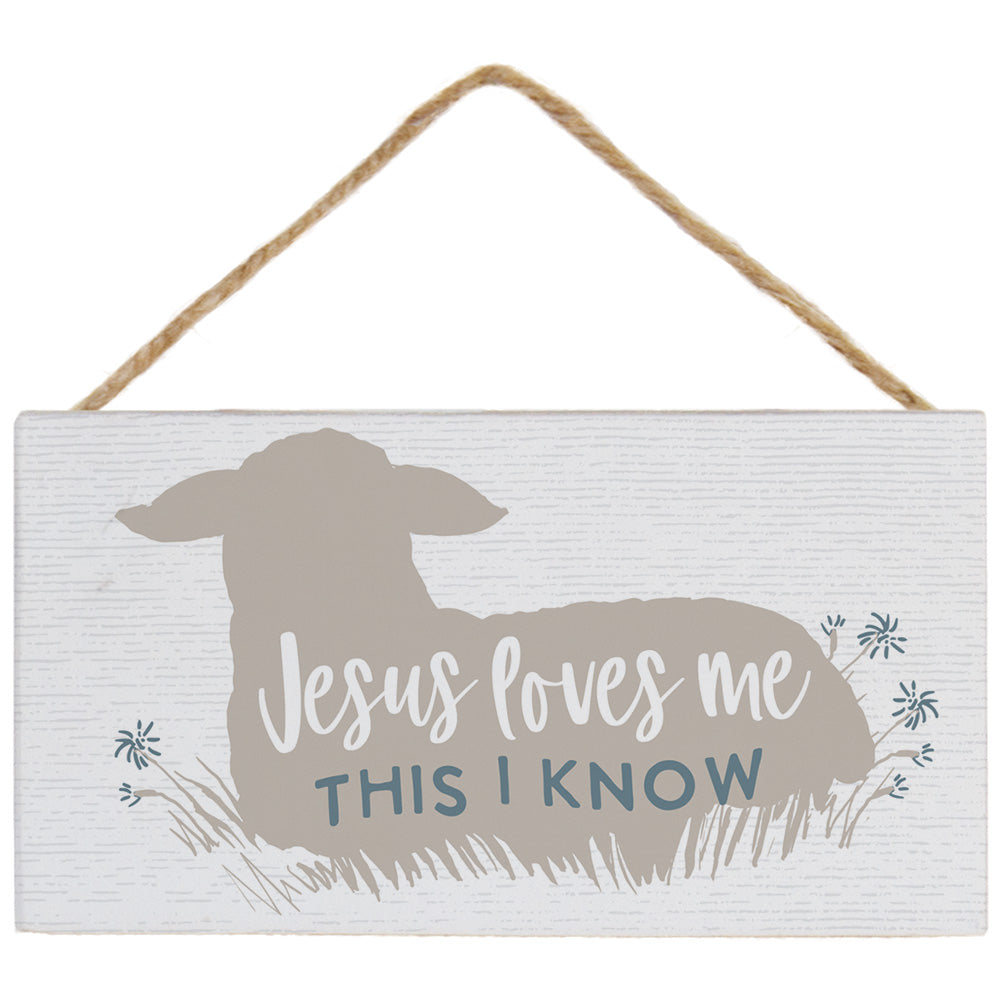 Mini Hanging Sign - Jesus Loves Me/Lamb - The Christian Gift Company