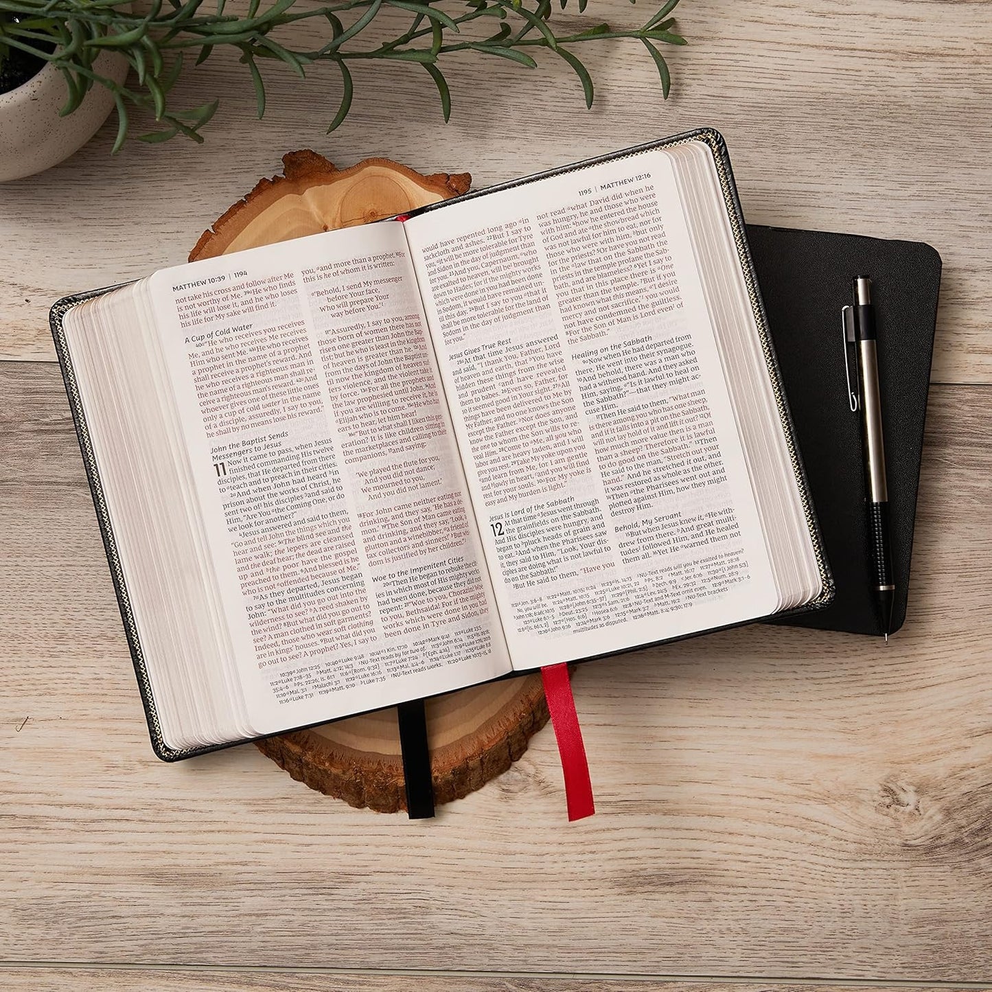 NKJV, Reference Bible, Compact Large Print, Leathersoft, Black, Red Letter, Comfort Print - The Christian Gift Company