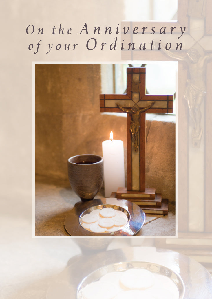 Anniversary of Ordination Card - Cross With Elements - The Christian Gift Company