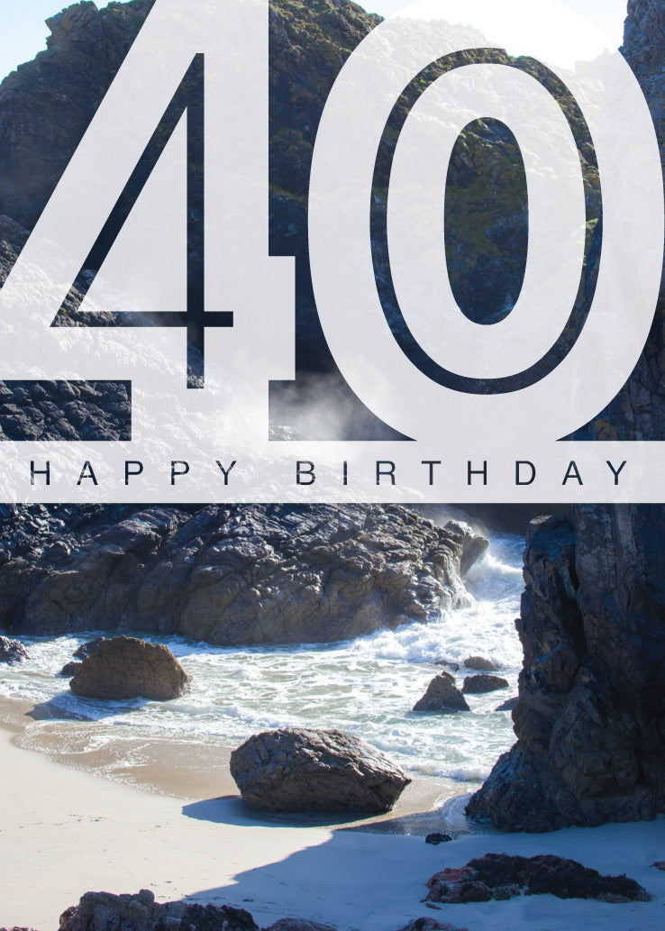 Age 40 Card - Kynance Beach - The Christian Gift Company