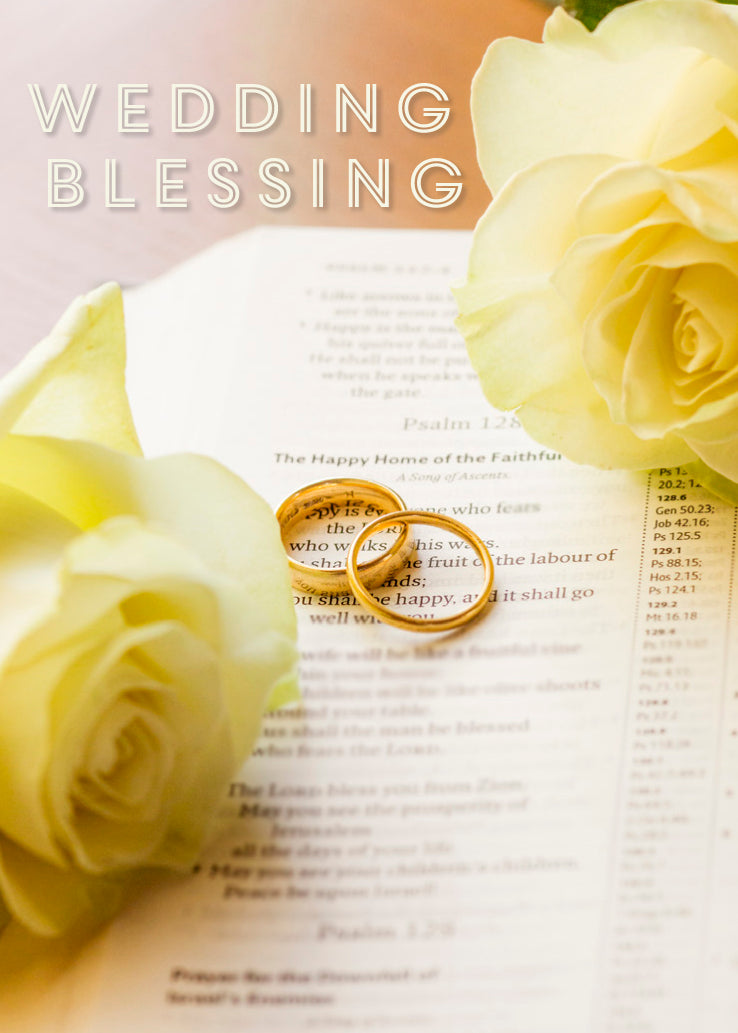 Wedding Day Card - Rings Roses And Bible - The Christian Gift Company