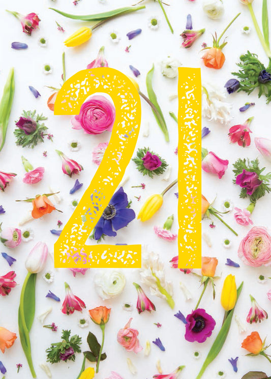 Age 21 Card - Flower Heads - The Christian Gift Company