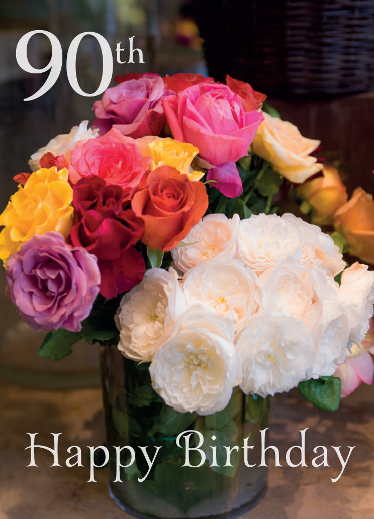 Age 90 Card - Parisian Rose Posies - The Christian Gift Company