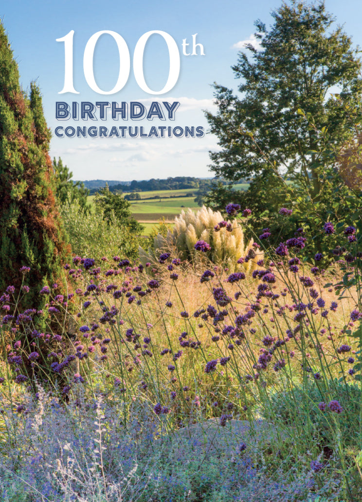 Age 100 Card - Hyde Hall Garden Scene - The Christian Gift Company