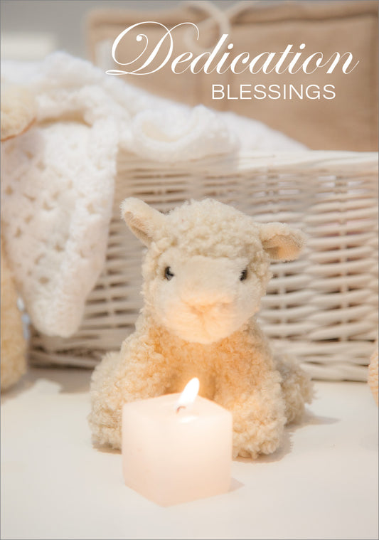 Dedication Card - Toy Lamb with Candle - The Christian Gift Company