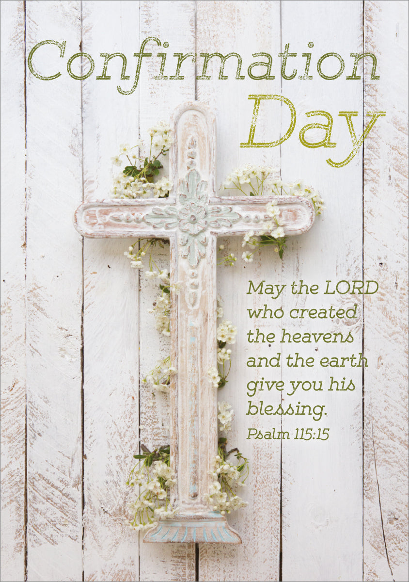 Confirmation Card - Cross and Gypsophila - The Christian Gift Company