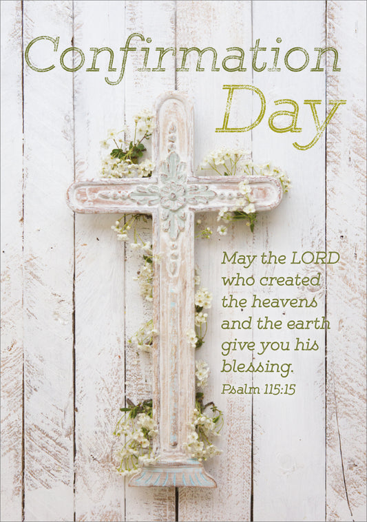 Confirmation Card - Cross and Gypsophila - The Christian Gift Company