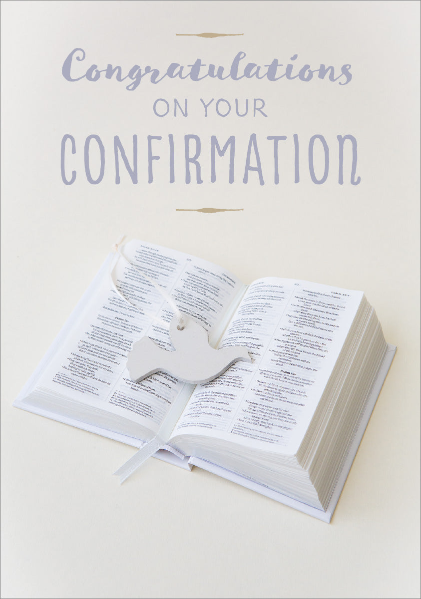 Confirmation Card - Dove on Bible - The Christian Gift Company