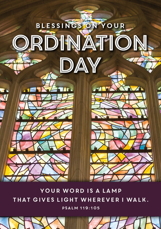 Ordination Card - Stained Glass Window - The Christian Gift Company