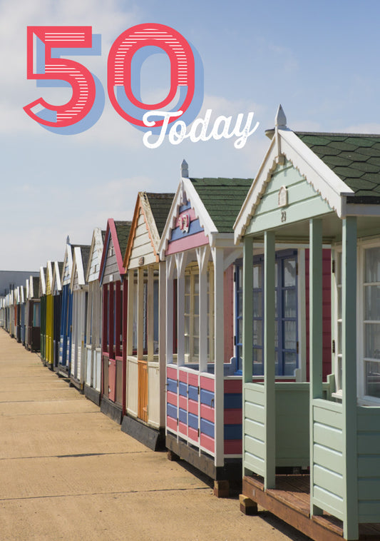 Age 50 Card - Beach Huts - The Christian Gift Company