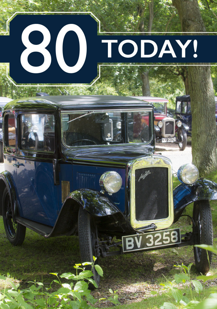 Age 80 Card - Vintage Car - The Christian Gift Company