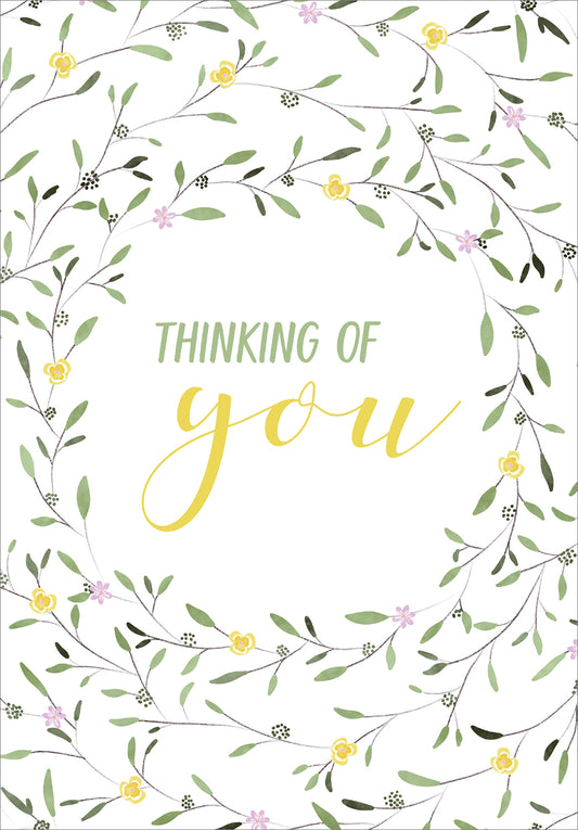 Thinking Of You Card - Floral Wreath - The Christian Gift Company