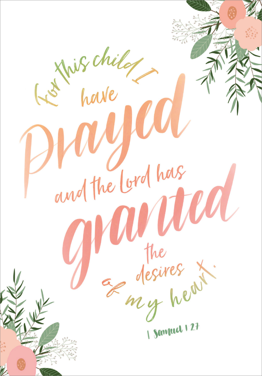 New Baby Girl Card - For This Child I Prayed - The Christian Gift Company
