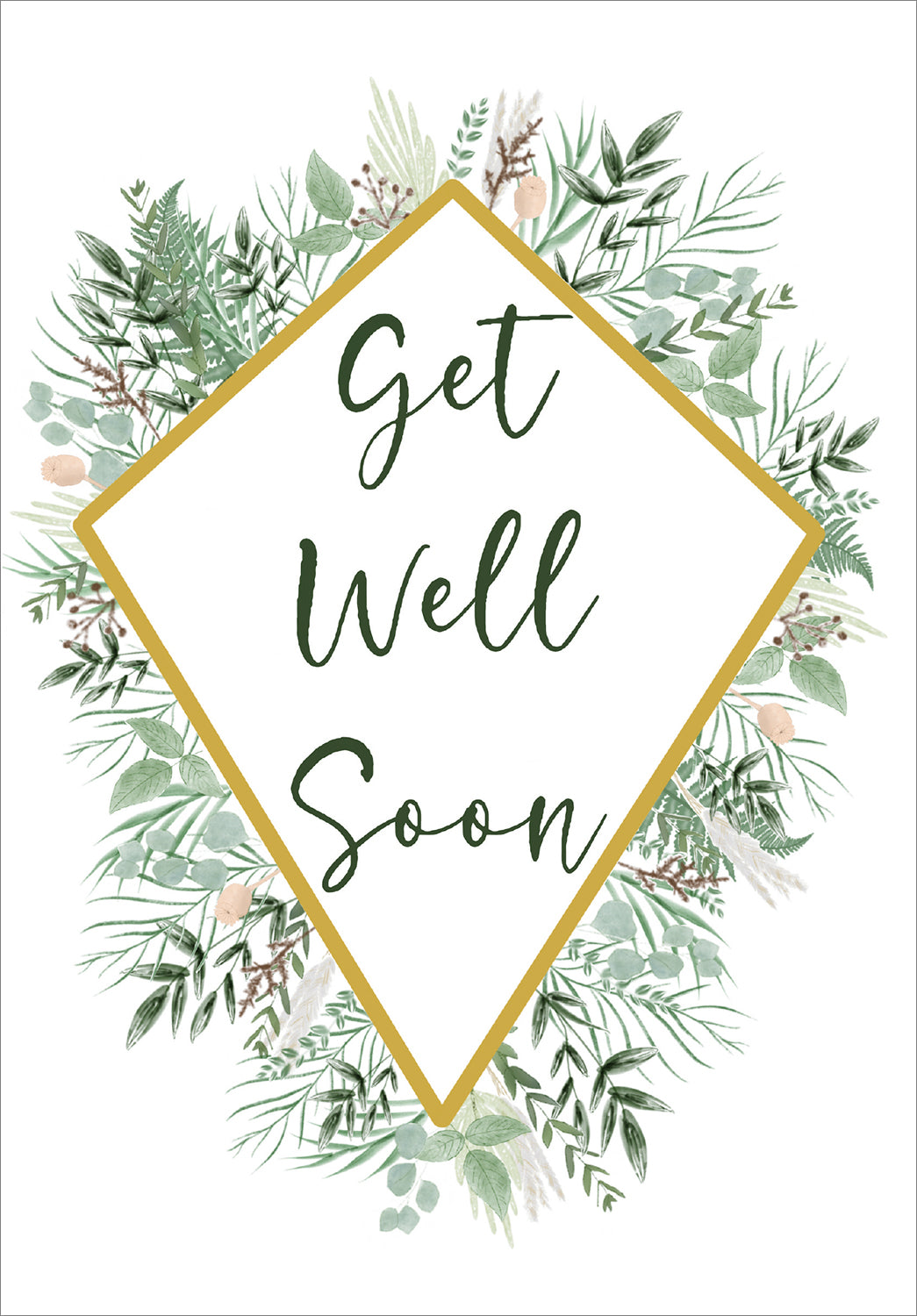 Get Well Soon Card - Foliage Frame - The Christian Gift Company