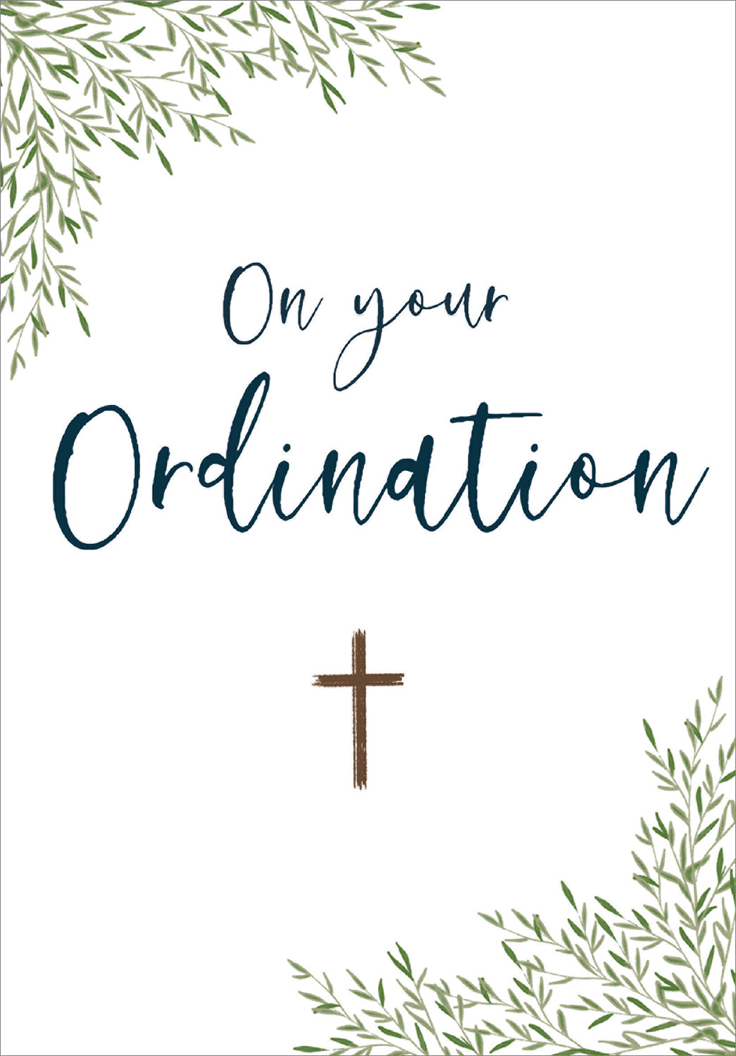 Ordination Card - Cross/Leaves - The Christian Gift Company