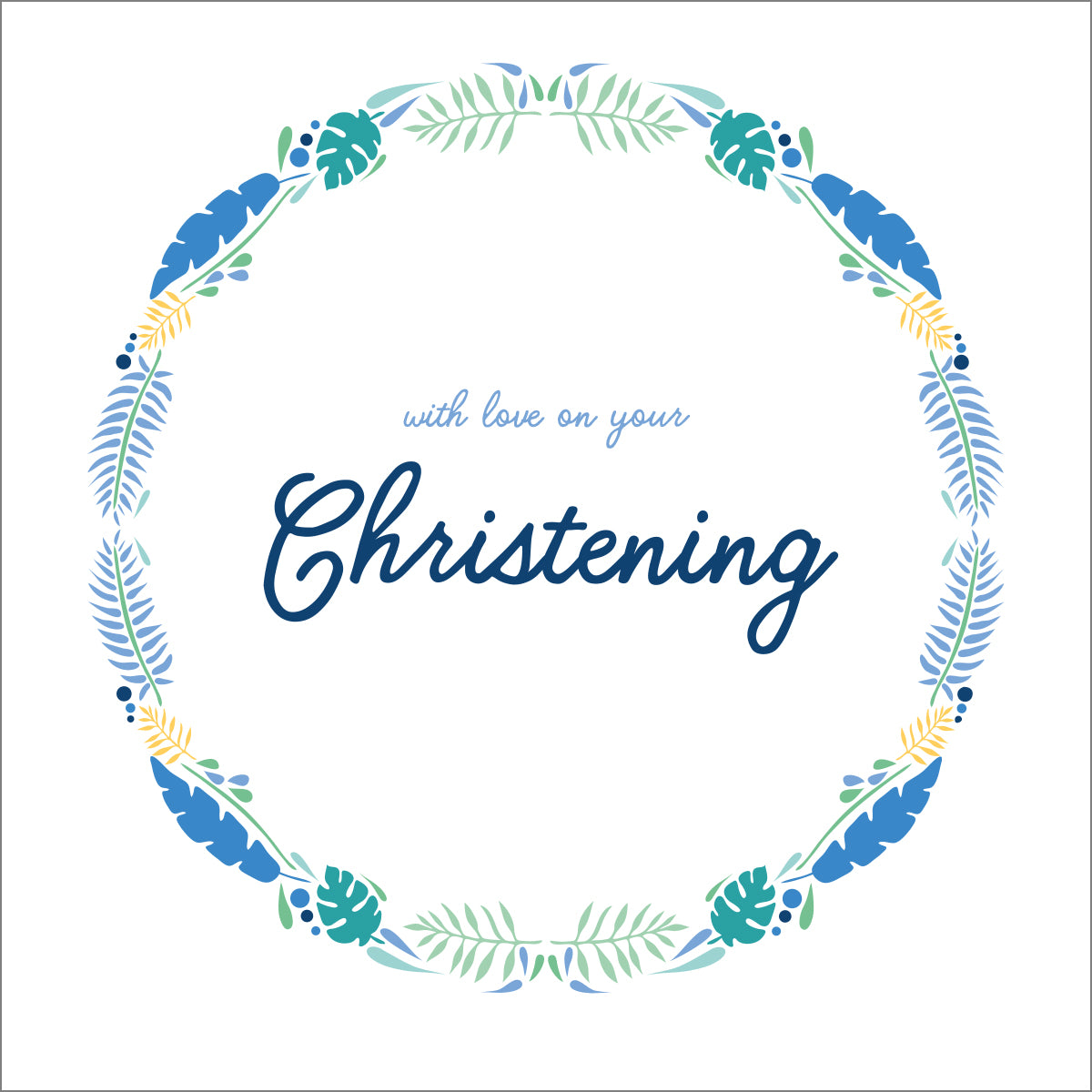 Christening Card - Blue Wreath - The Christian Gift Company
