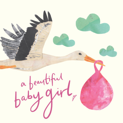New Baby Girl Card - Stork - The Christian Gift Company