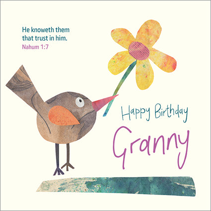 Granny Birthday Card - Bird with Flower - The Christian Gift Company